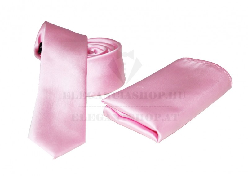    NM Satin Slim Krawatte Set - Rosa